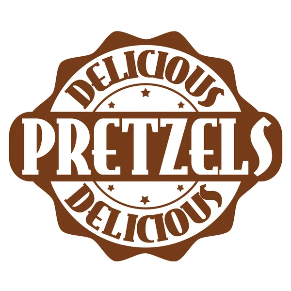 Deliziosi pretzel timbro o etichetta — Vettoriale Stock