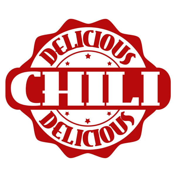 Delicious chili stamp or label — Stock Vector