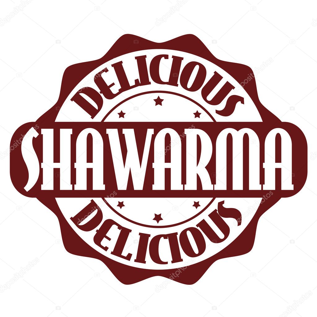 Delicious shawarma stamp or label