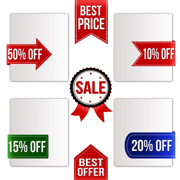 Best price, best offer and sale ribbons set — Stock Vector