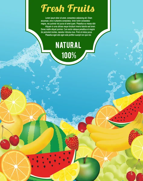 Différents fruits frais fond — Image vectorielle