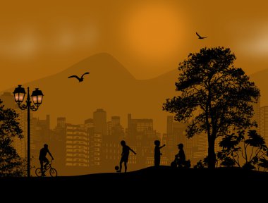 güzel manzara siluet çocuklar