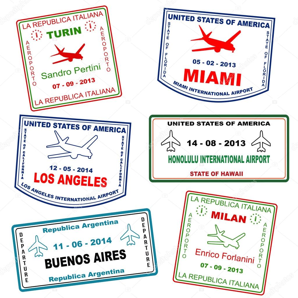 Passport travel grunge stamps