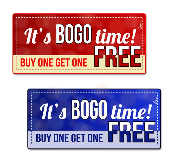 Bogo coupon, voucher, tag — Stock Vector