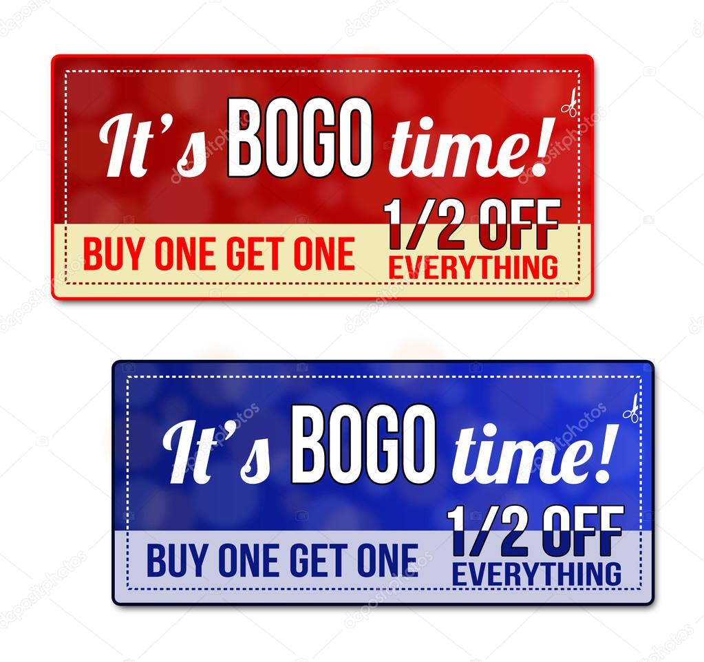 Bogo coupon, voucher, tag