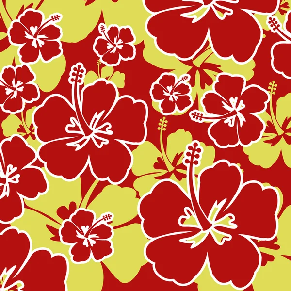 Seamless mönster med Hibiscus blomma — Stock vektor