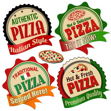 Pizza label, sticker or stamps