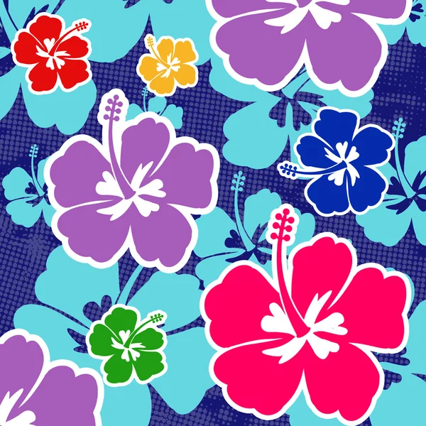 ハイビスカスの花とのシームレスなパターン — ストックベクタ