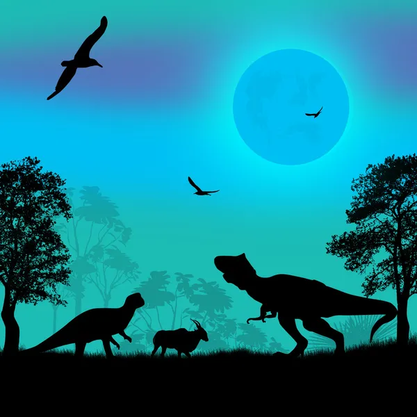 Silhouettes DINOSAURS — Image vectorielle