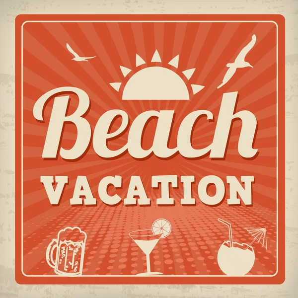 Cartel retro vacaciones en la playa — Archivo Imágenes Vectoriales