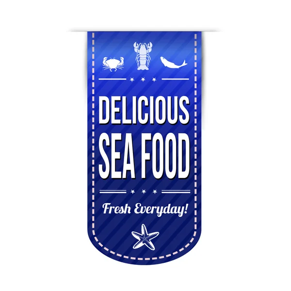 Delicioso diseño de banner de comida de mar — Vector de stock