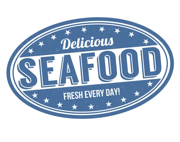 Delicious seafood stamp — Stockvector