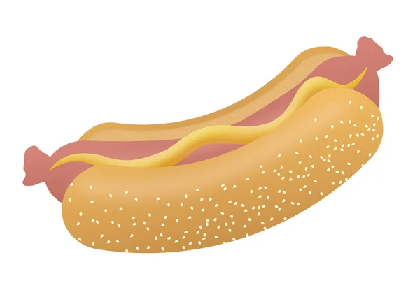 Hotdog dengan mustard - Stok Vektor
