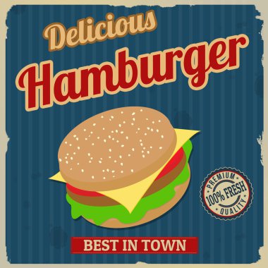 Vintage hamburger poster tasarımı