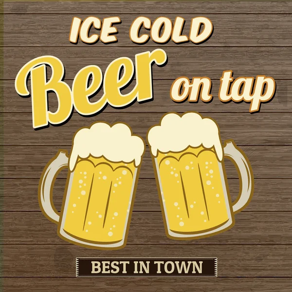 Ice cold beer on tap poster design — Stock Vector