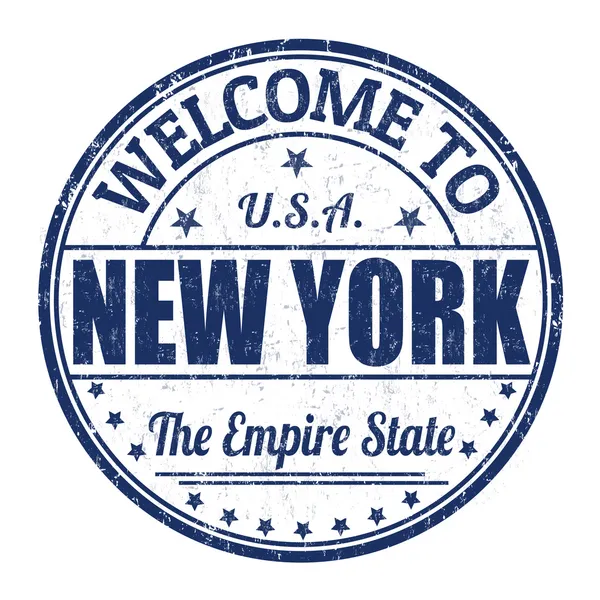 Benvenuto a New York timbro — Vettoriale Stock