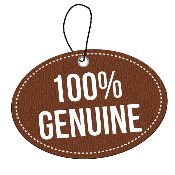 100 Hakiki Kahverengi Deri Etiket Veya Beyaz Arkaplan Üzerindeki Fiyat — Stok Vektör