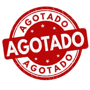 Beyaz arka planda (agotado - İspanyolca) grunge kauçuk damgası, vektör illüstrasyonu