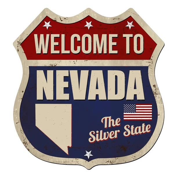 Bienvenue Nevada Vintage Métal Rouillé Signe Sur Fond Blanc Illustration — Image vectorielle