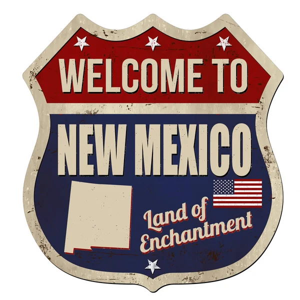 Willkommen New Mexico Vintage Rostiges Metallschild Auf Weißem Hintergrund Vektorillustration — Stockvektor