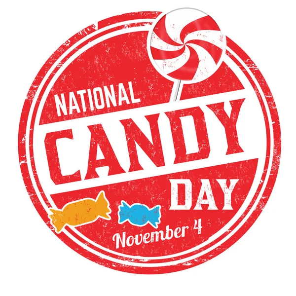 National Candy Day Grunge Rubber Stamp White Background Vector Illustration — 스톡 벡터