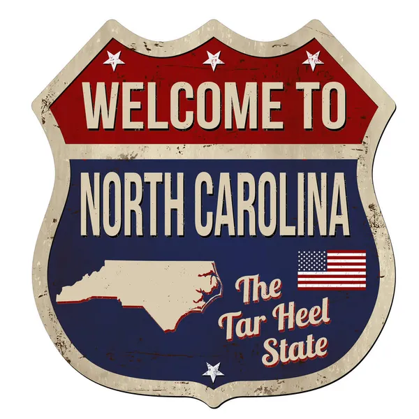 Welcome North Carolina Vintage Rusty Metal Sign White Background Vector — Stock Vector