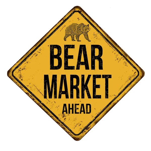 Bear Market Vintage Σκουριασμένο Μεταλλικό Σήμα Λευκό Φόντο Διανυσματική Απεικόνιση — Διανυσματικό Αρχείο