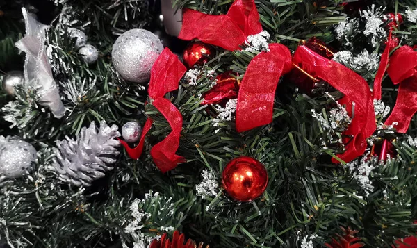 Árbol Navidad Decorado Como Fondo Navidad —  Fotos de Stock