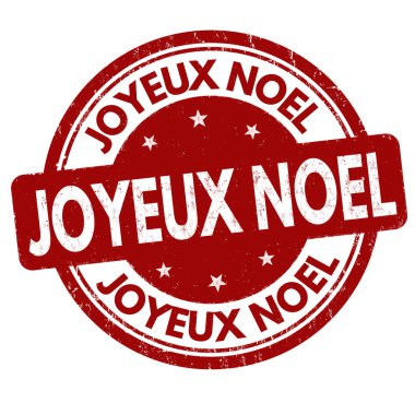 Fransızca üzerine Mutlu Noeller (Joyeux Noel) beyaz arka planda kauçuk grunge damgası, vektör illüstrasyonu