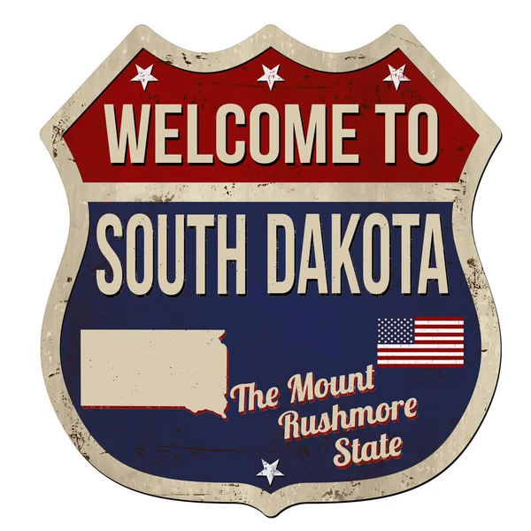 Willkommen South Dakota Vintage Rostiges Metallschild Auf Weißem Hintergrund Vektorillustration — Stockvektor