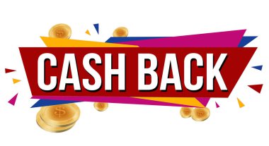 Beyaz arkaplan üzerinde nakit geri pankart tasarımı, vektör illüstrasyonu