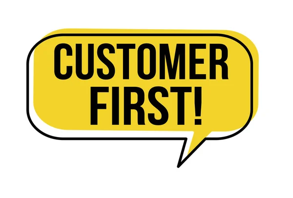 Customer First Speech Bubble White Background Vector Illustration — Archivo Imágenes Vectoriales