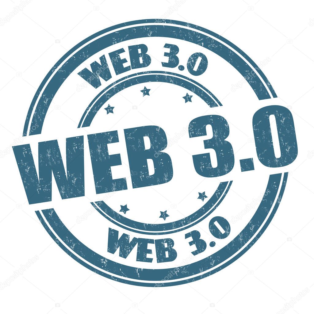 Web 3.0 grunge rubber stamp on white background, vector illustration	