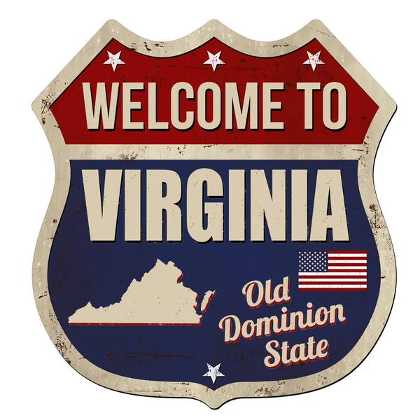 Selamat Datang Virginia Vintage Tanda Logam Berkarat Pada Latar Belakang - Stok Vektor