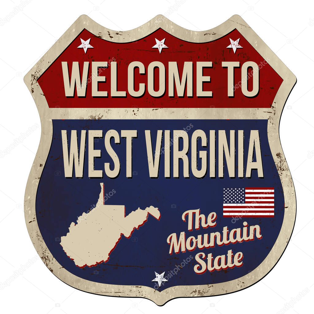 Welcome to West Virginia vintage rusty metal sign on a white background, vector illustration	