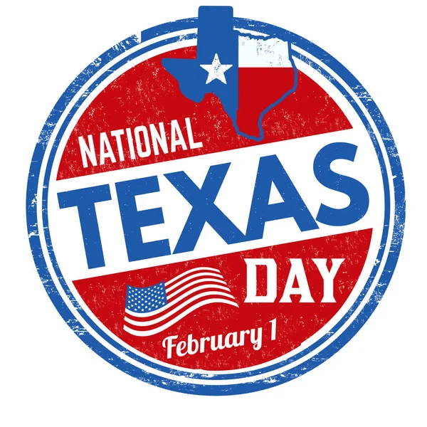 National Texas Day Grunge Rubber Stamp White Background Vector Illustration — 스톡 벡터