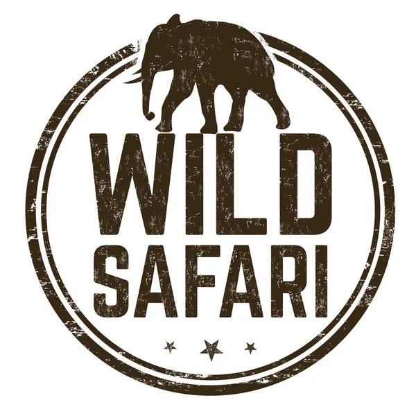 Wild Safari Grunge Timbro Gomma Sfondo Bianco Illustrazione Vettoriale — Vettoriale Stock