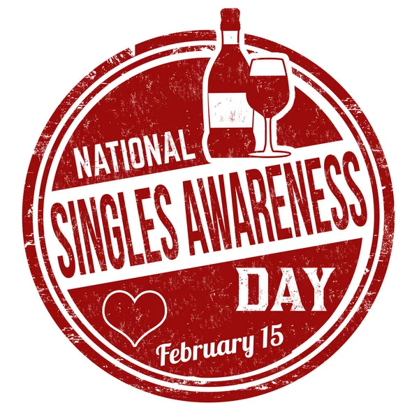 National Single Awareness Day Grunge Rubber Stamp White Background Vector — 图库矢量图片