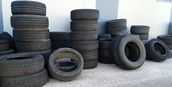 Used Car Tires Pile Tire Repair Shop Yard — Stock Photo, Image