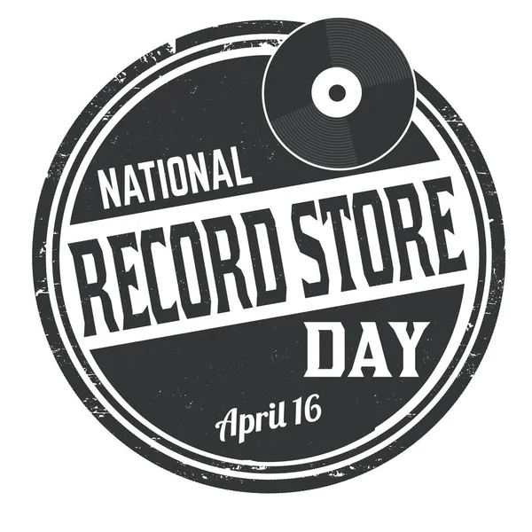 National Record Store Day Grunge Rubber Stamp White Background Vector — Stock Vector