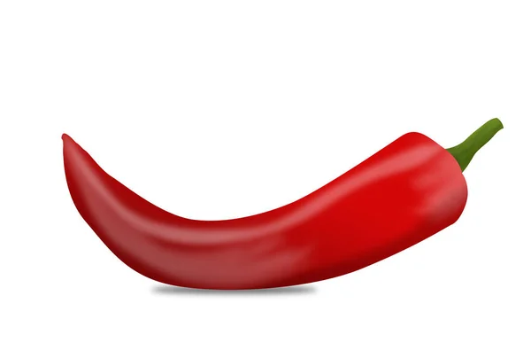 Realistic Red Hot Chili Pepper Isolated White Background Vector Illustration — ストックベクタ