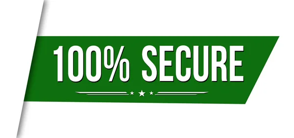 100 Secure Green Ribbon Banner Design White Background Vector Illustration — Stock vektor