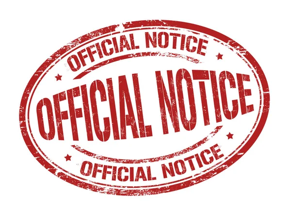 Official Notice Grunge Rubber Stamp White Background Vector Illustration —  Vetores de Stock