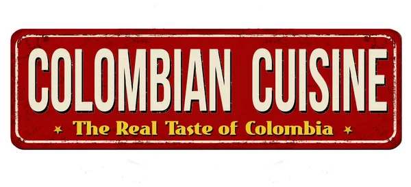 Colombia Cuisine Vintage Rusty Metal Sign White Background Vector Illustration — 图库矢量图片