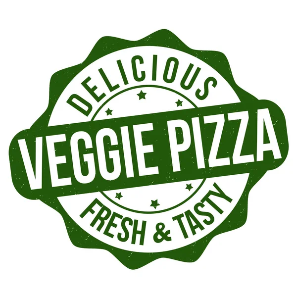 Veggie Pizza Grunge Gummi Stämpel Vit Bakgrund Vektor Illustration — Stock vektor