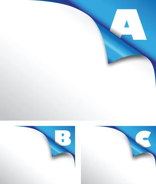 Abc plegado de papel azul — Vector de stock