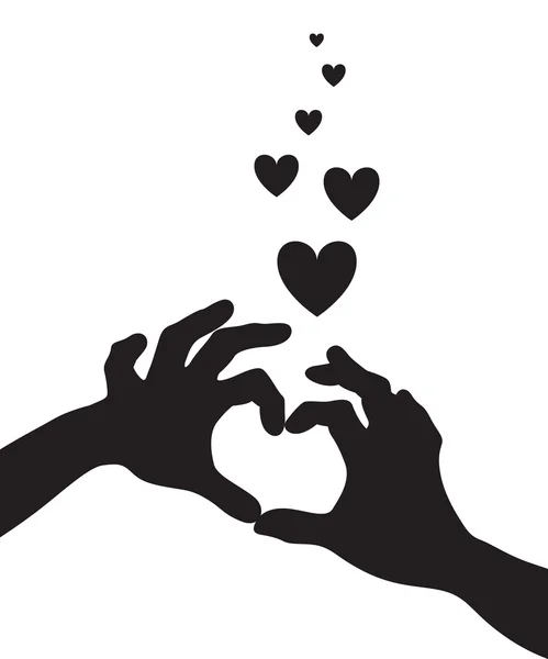 Amor coração mãos — Vetor de Stock