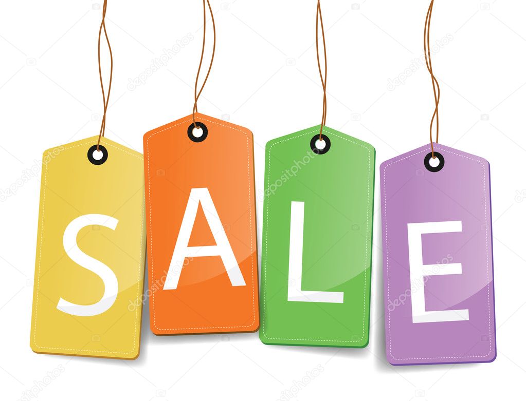 Set of colourful sale tag labels