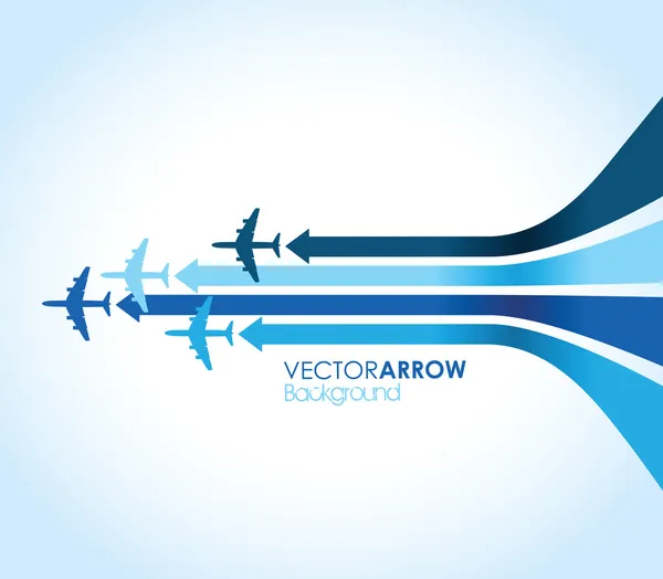 Cuatro aviones azules — Vector de stock