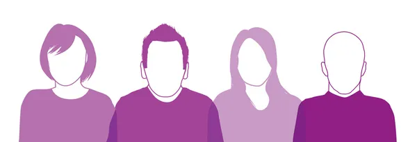 Ensemble Printa de silhouettes quatre personnes — Image vectorielle